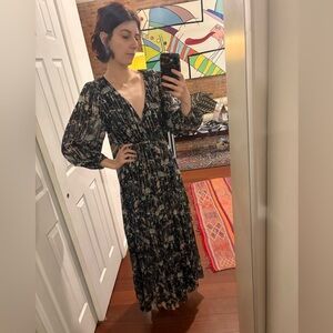 Sanctuary navy Floral V-Neck Maxi Dress with Balloon Sleeves